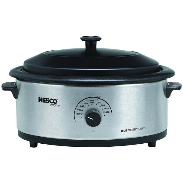 Nesco/american Harvest 4816-25pr 6-quart Stainless Steel Roaster Oven With Porcelain Cookwell