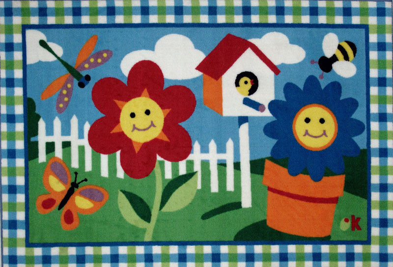 Fun Rugs Olk-001 1929 Olive Kids Collection Happy Flowers Multi-color - 19 X 29 In.