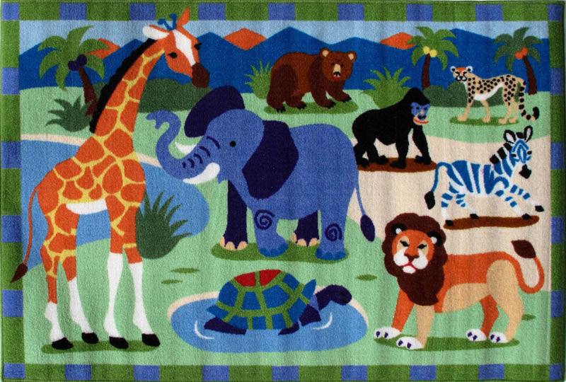 Fun Rugs Olk-054 1929 Olive Kids Collection Wild Animals Multi-color - 19 X 29 In.