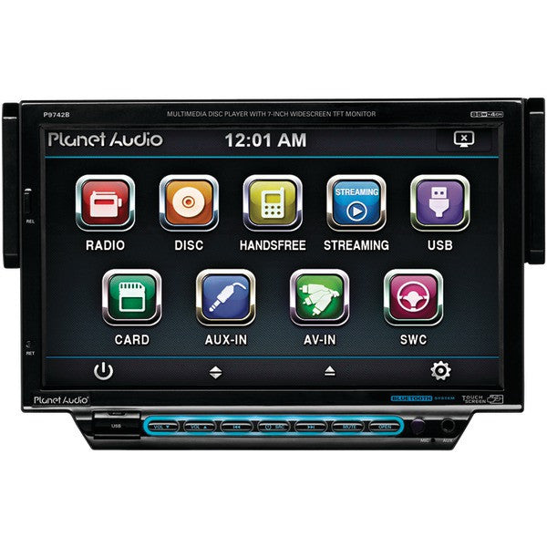 Planet Audio P9742b 7" Single-din In-dash Motorized Slide-down Touchscreen Dvd Receiver (with Bluetooth)