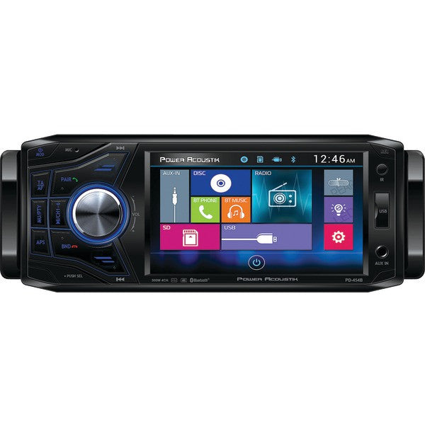 Power Acoustik Pd-454b 4.5" Single-din In-dash Oversized & Detachable Lcd Touchscreen Dvd Receiver With Bluetooth