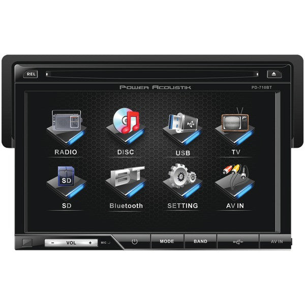 Power Acoustik Pd-710b 7" Single-din In-dash Lcd Touchscreen Dvd Receiver (with Bluetooth)