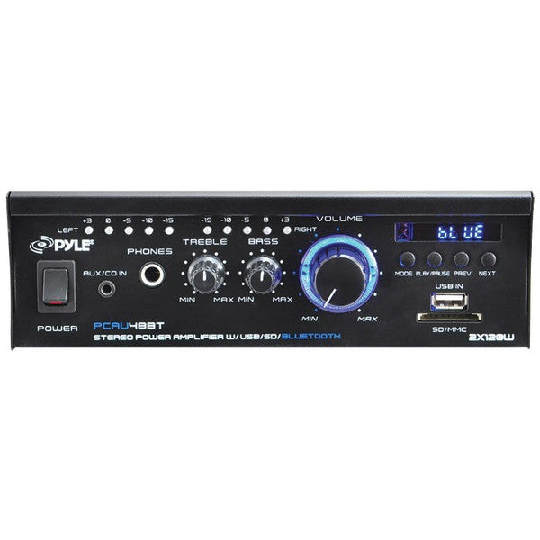 Pyle Home Pcau48bt 120-watt Mini Blue Series Bluetooth Stereo Power Amp