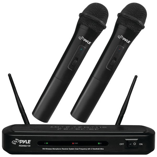 Pyle Pdwm2130 Fm Wireless Dual-frequency Microphone Receiver System With 2 Handheld Microphones
