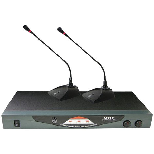 Pyle Pro Pdwm2150 Professional Dual Tabletop Vhf Wireless Microphone System