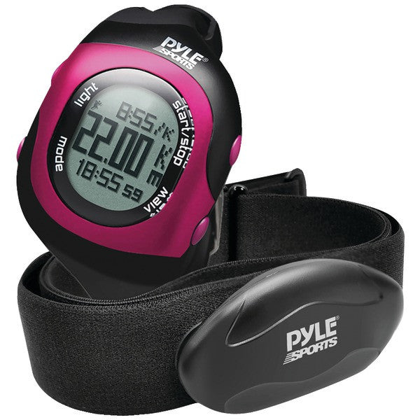 Pyle Sports Psbthr70pn Bluetooth Fitness Heart Rate Monitoring Watch With Wireless Data Transmission & Sensor (pink)