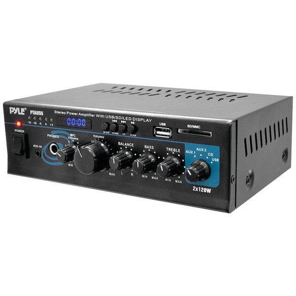 Pyle Home Ptau55 120-watt X 2 Stereo Power Amp With Usb/sd/multimediacard Reader