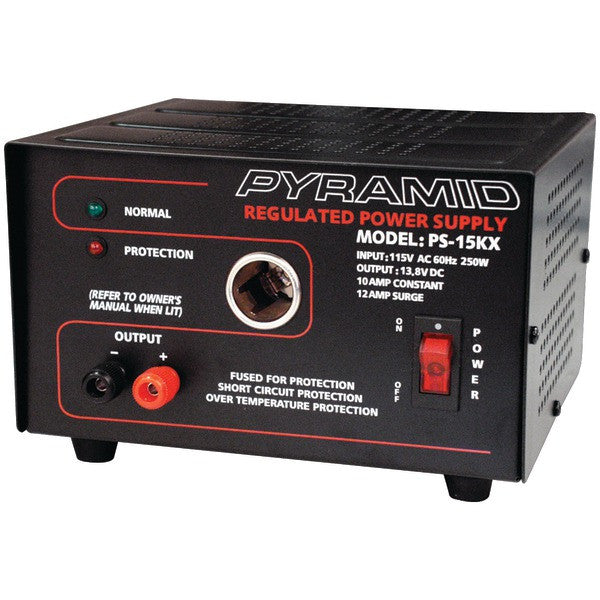 Pyramid Car Audio Ps15kx 10-amp 13.8-volt Power Supply With Car-charger Adapter