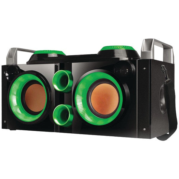 Qfx Pbx-505200bt Green Rechargeable Bluetooth Party Pa Boombox (green)