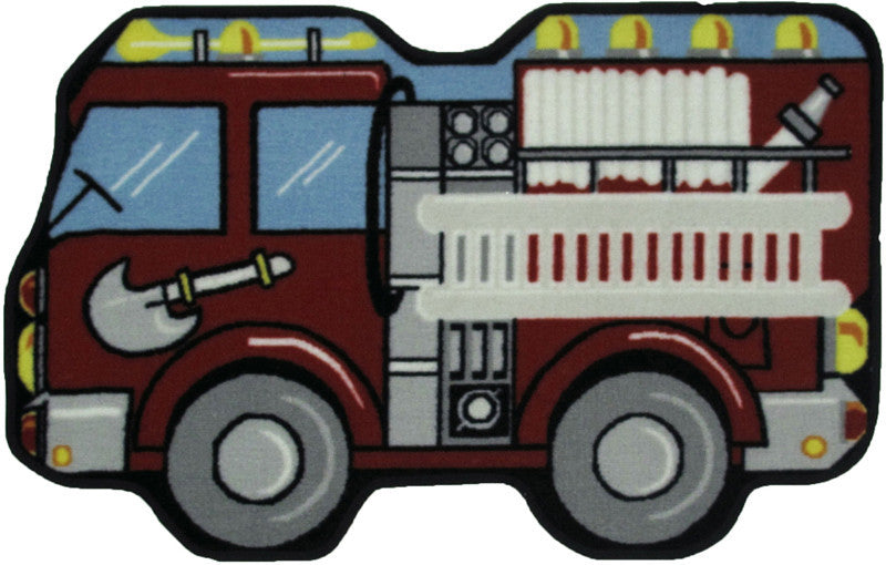 Fun Rugs Qlts-116 2539 Fun Time Shape Collection Fire Engine Multi-color - 25 X 39 In.