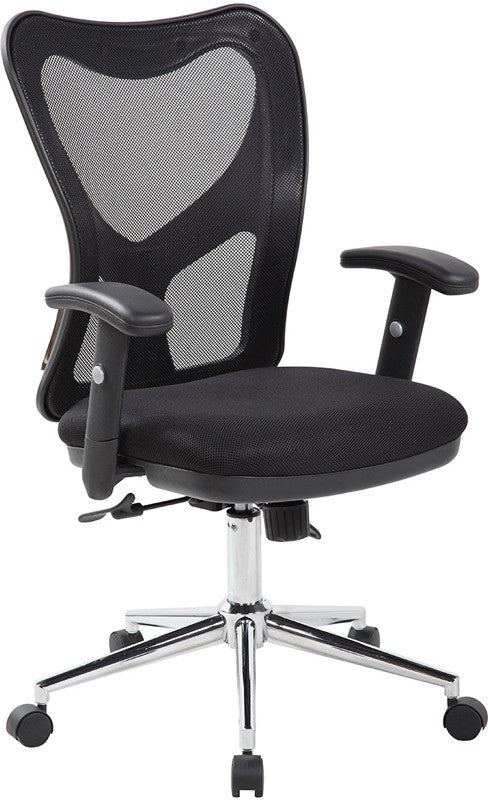 Techni Mobili Rta-0098m-bk High Back Mesh Office Chair With Chrome Base. Color: Black
