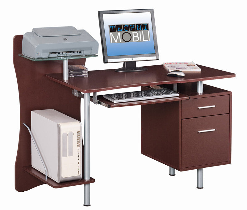 Techni Mobili Rta-325-ch36 Stylish Computer Desk With Storage. Color: Chocolate