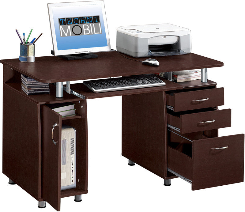 Techni Mobili Rta-4985-ch36 Complete Workstation Computer Desk With Storage. Color: Chocolate