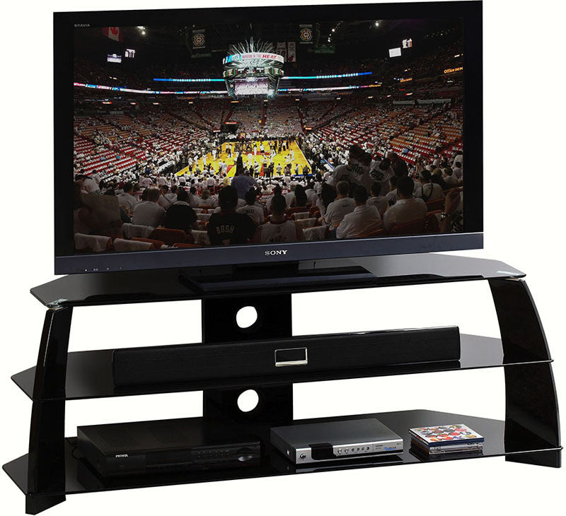 Techni Mobili Rta-7734-bk Modern Black Glass Tv Stand For Tv