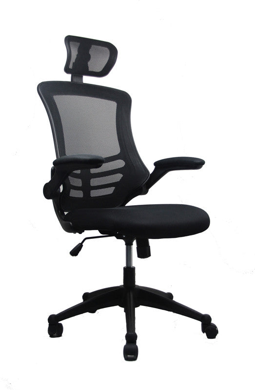 Techni Mobili Rta-80x5-bk Modern High-back Mesh Executive Office Chair With Headrest And Flip Up Arms. Color: Black