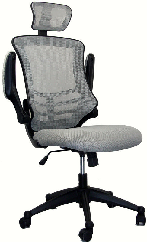 Techni Mobili Rta-80x5-sg Modern High-back Mesh Executive Office Chair With Headrest And Flip Up Arms. Color: Silver Grey