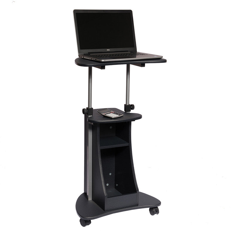 Techni Mobili Rta-b002-gph06 Rolling Adjustable Height Laptop Cart With Storage. Color: Graphite