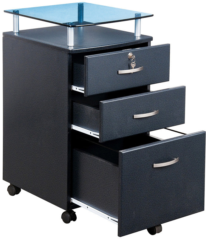 Techni Mobili Rta-s06c-gph06 Rolling Storage And File Cabinet With Glass Top. Color: Graphite