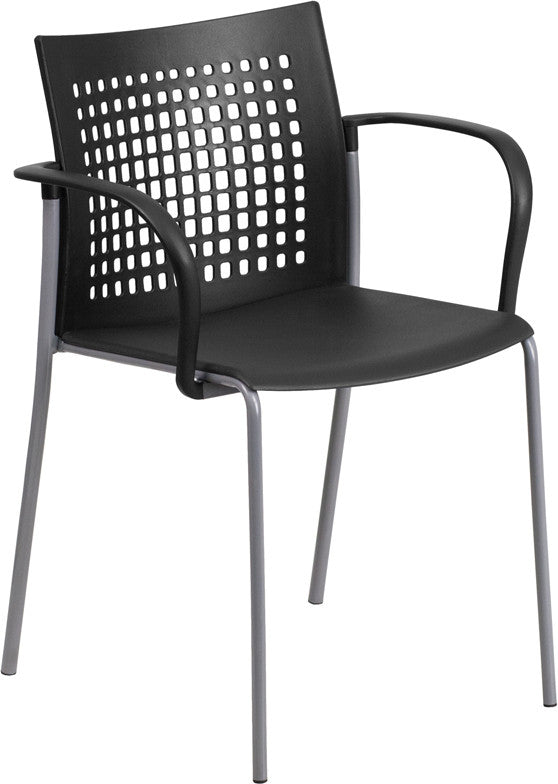 Flash Furniture Rut-1-bk-gg Hercules Series 551 Lb. Capacity Black Stack Chair With Air-vent Back And Arms