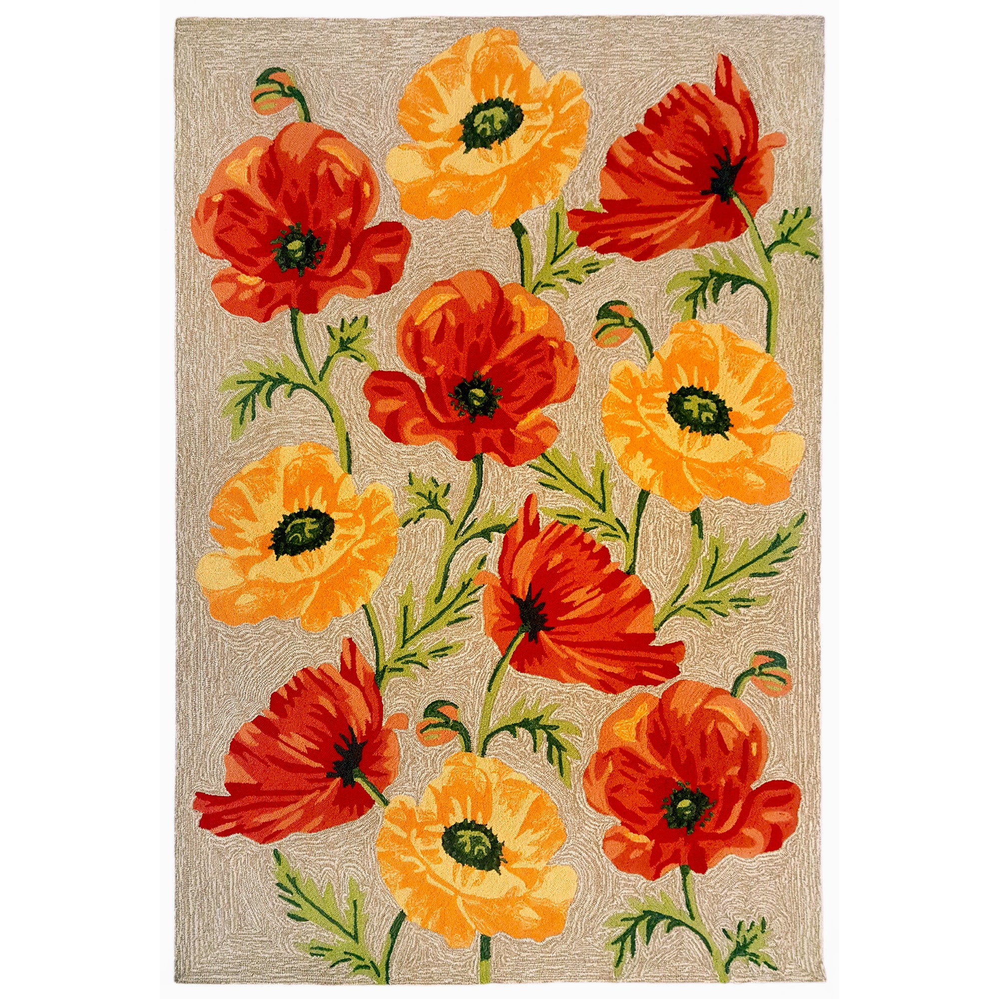 Trans-ocean Imports Rvl46227212 Liora Manne Ravella Icelandic Poppies Indoor/outdoor Rug Natural 42"x66"