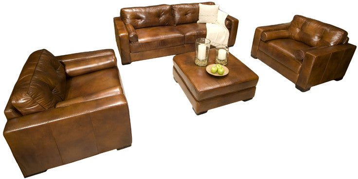 Element Home Furnishing Soh-4pc-s-sc-sc-co-rust-1 Soho 4-piece Top Grain Leather Collection In Rustic Including 1-sofa, 2-standard Chairs And 1-cockta