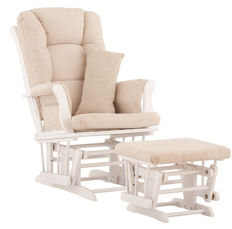 Storkcraft 06554-511 Tuscany Glider & Ottoman-white W/beige Cushions