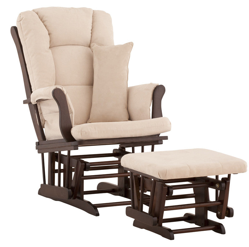 Storkcraft 06554-519 Tuscany Glider & Ottoman-espresso W/beige Cushions