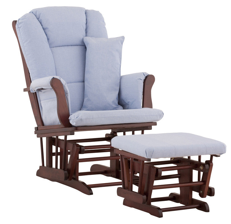 Storkcraft 06554-534 Tuscany Glider & Ottoman-cherry W/blue Cushions