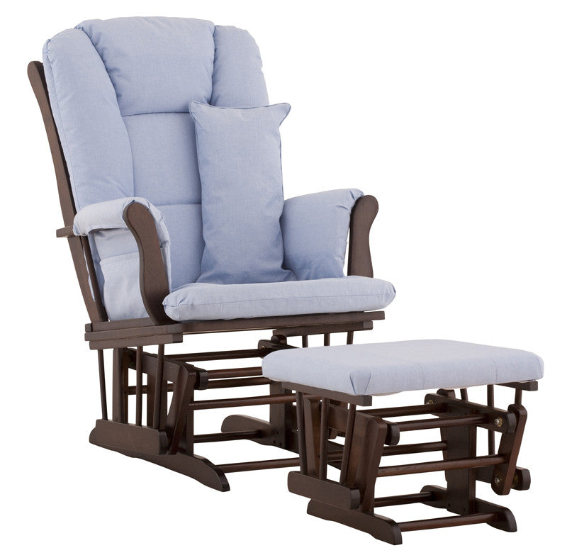 Storkcraft 06554-539 Tuscany Glider & Ottoman-espresso W/blue Cushions