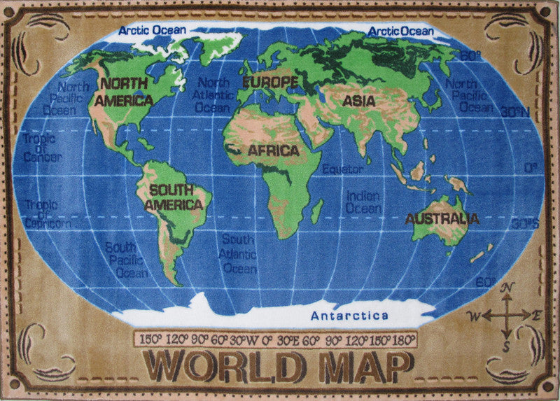 Fun Rugs Tsc-153 5376 Supreme Collection World Map Multi-color - 5