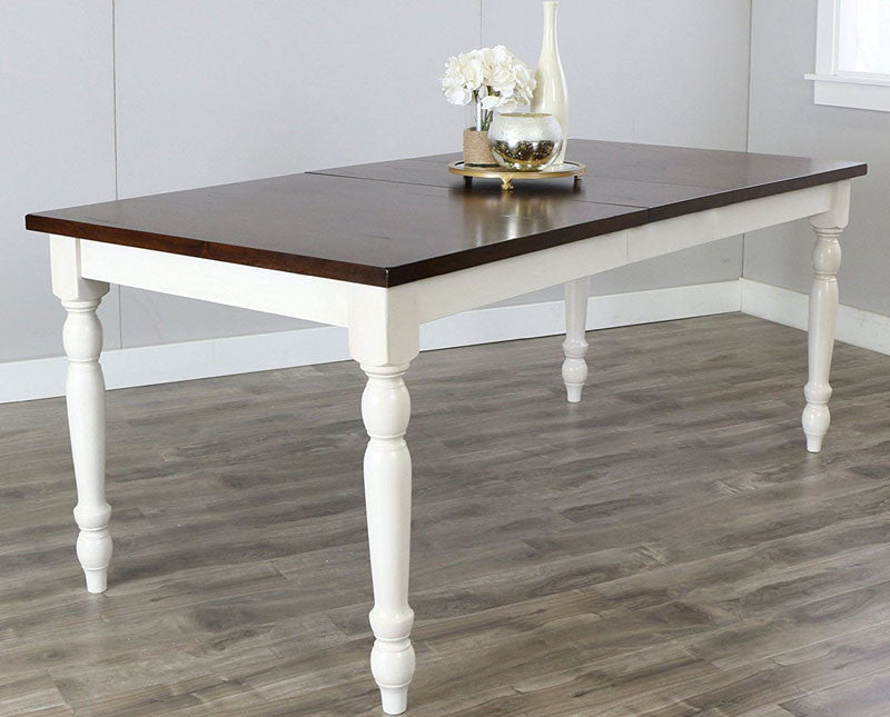 Walker Edison Tw60tlwbn 60" Solid Wood Turned Leg Dining Table Brown White Finish