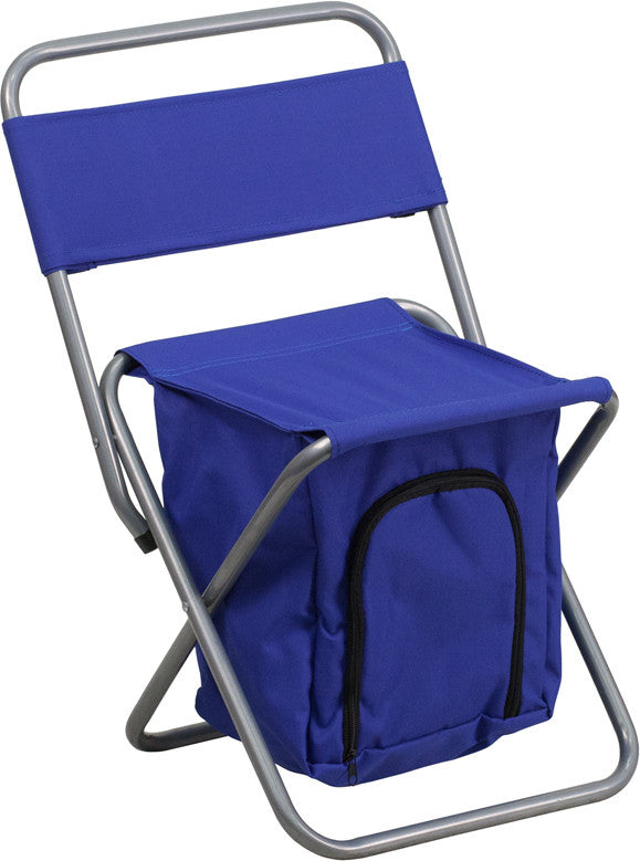 Flash Furniture Ty1262-bl-gg Kids Folding Camping Chair With Insulated Storage In Blue
