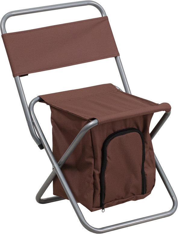 Flash Furniture Ty1262-bn-gg Kids Folding Camping Chair With Insulated Storage In Brown