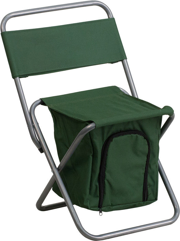 Flash Furniture Ty1262-gn-gg Kids Folding Camping Chair With Insulated Storage In Green