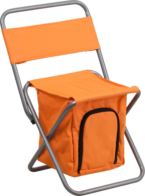 Flash Furniture Ty1262-or-gg Kids Folding Camping Chair With Insulated Storage In Orange