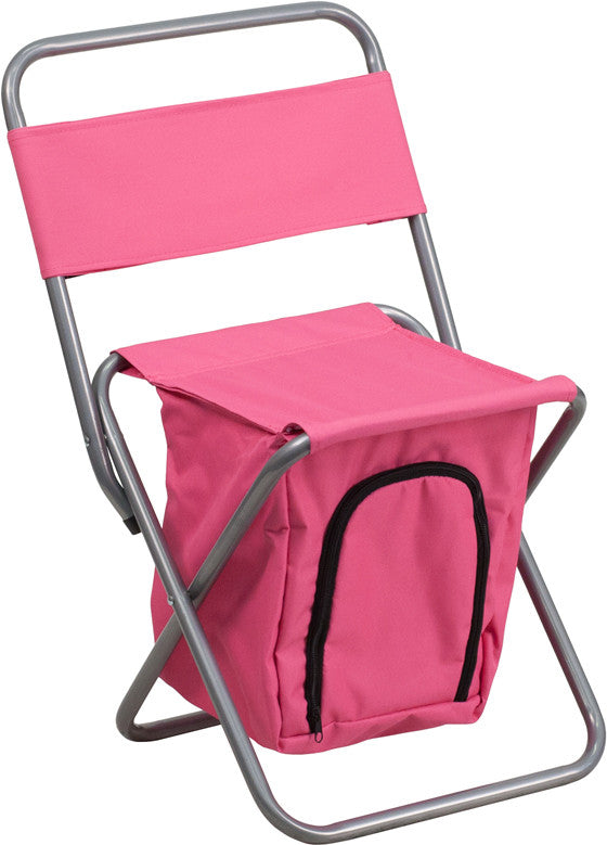 Flash Furniture Ty1262-pk-gg Kids Folding Camping Chair With Insulated Storage In Pink