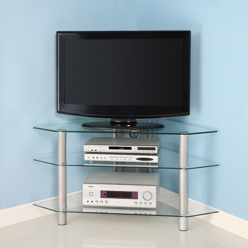 Walker Edison V44y76 44" Silver Glass Corner Tv Stand