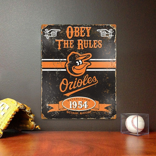 The Party Animal, Inc. Vsbal Baltimore Orioles Embossed Metal Sign