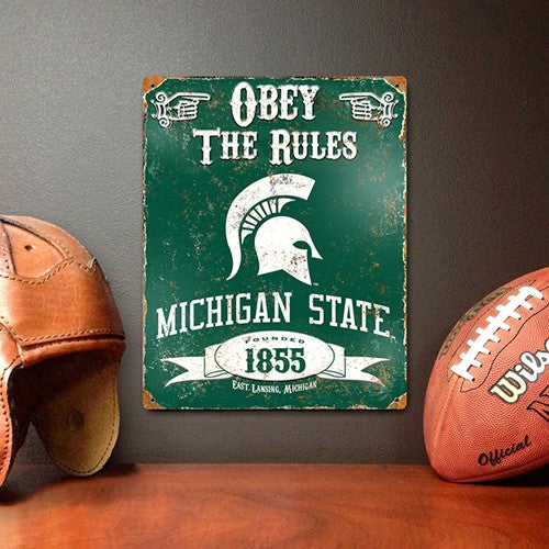 The Party Animal, Inc. Vsms Michigan State Spartans Embossed Metal Sign