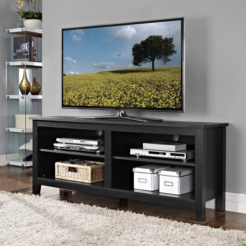 Walker Edison W58cspbl 58" Black Wood Tv Stand Console