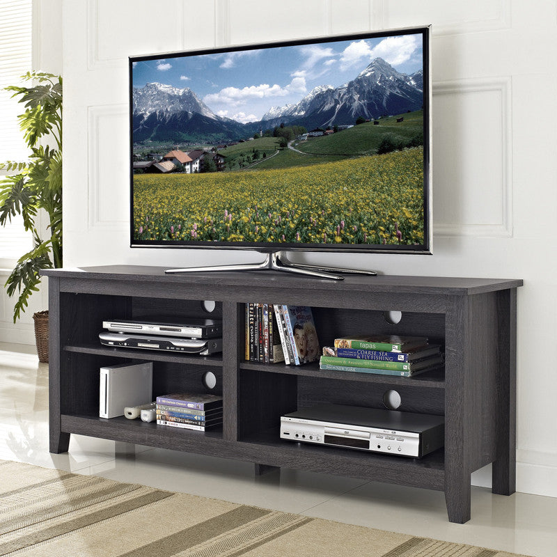 Walker Edison W58cspcl 58" Charcoal Grey Wood Tv Stand Console