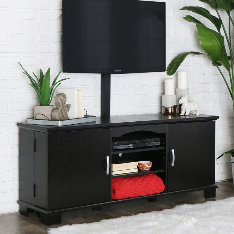 Walker Edison W60c73bl-mt 60" Black Wood Tv Stand Console With Mount