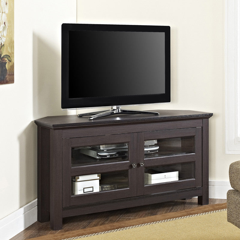 Walker Edison Wq44ccres 44" Espresso Wood Corner Tv Stand