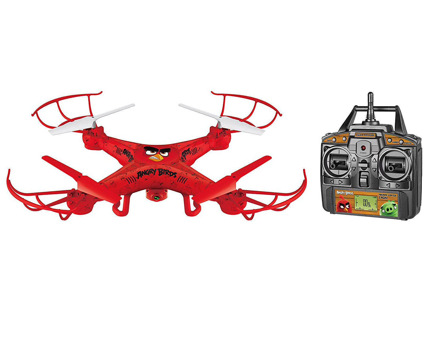 Angry Birds Licensed 4.5-channel 2.4 Ghz Remote Control Camera Drone Squak-copter - Red