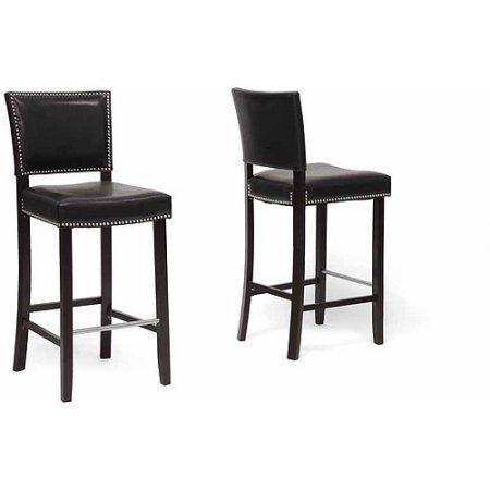 Wholesale Interiors Bbt5112 Bar Stool-black Aries Black Modern Bar Stool With Nail Head Trim - Set Of 2