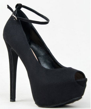 Judy-21 High Heel Stiletto Platform Peep Toe Anke Strap Party Pump