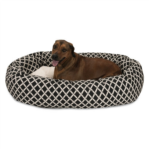 Majestic Pet Products 52" Black Bamboo Sherpa Bagel Bed
