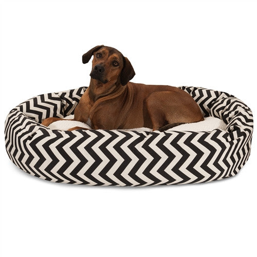Majestic Pet Products 52" Black Chevron Sherpa Bagel Bed
