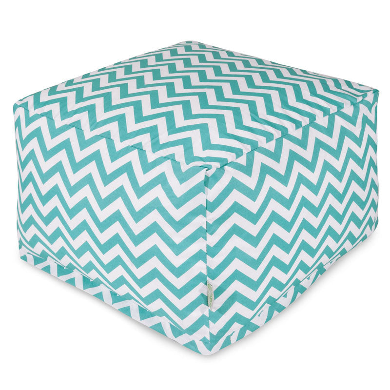 Majestic Home Goods 85907220299 Teal Chevron Large Ottoman