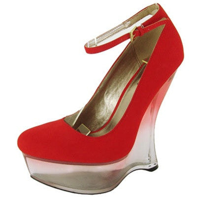 Tavee-01 Lucite Almond Toe Ankle Strap Wedge